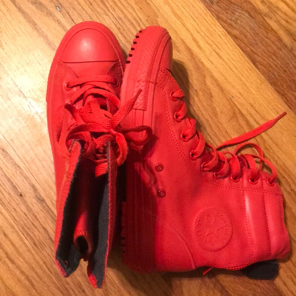 Converse red rain boots